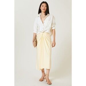 ANTHROPOLOGIE Significant Other Draped Yellow Midi Skirt Size 8 NEW